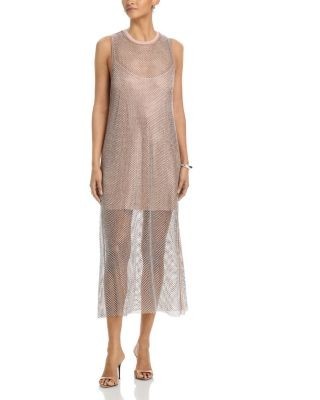 Aqua Crystal Mesh Midi Dress - Exclusive