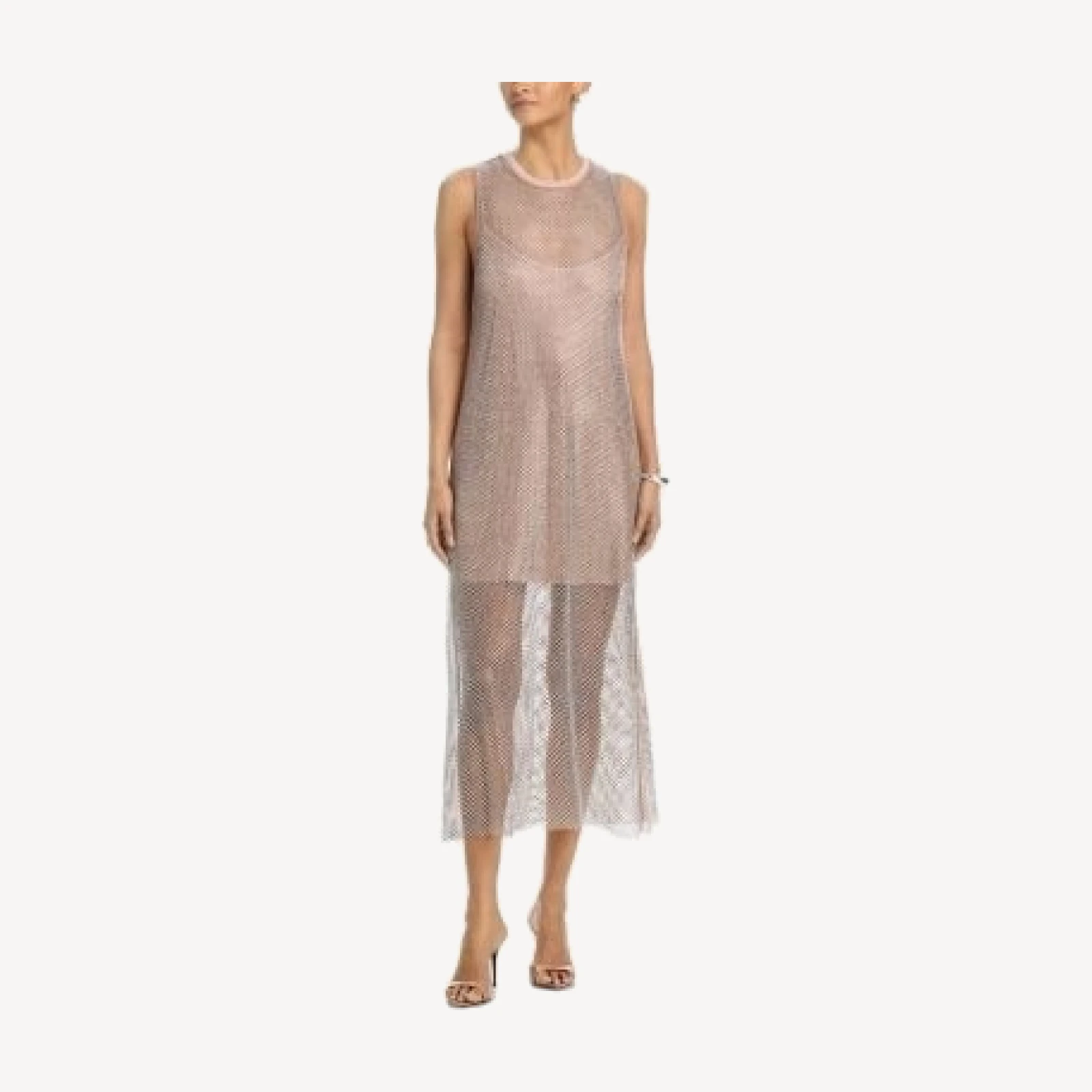 Aqua Crystal Mesh Midi Dress - Exclusive
