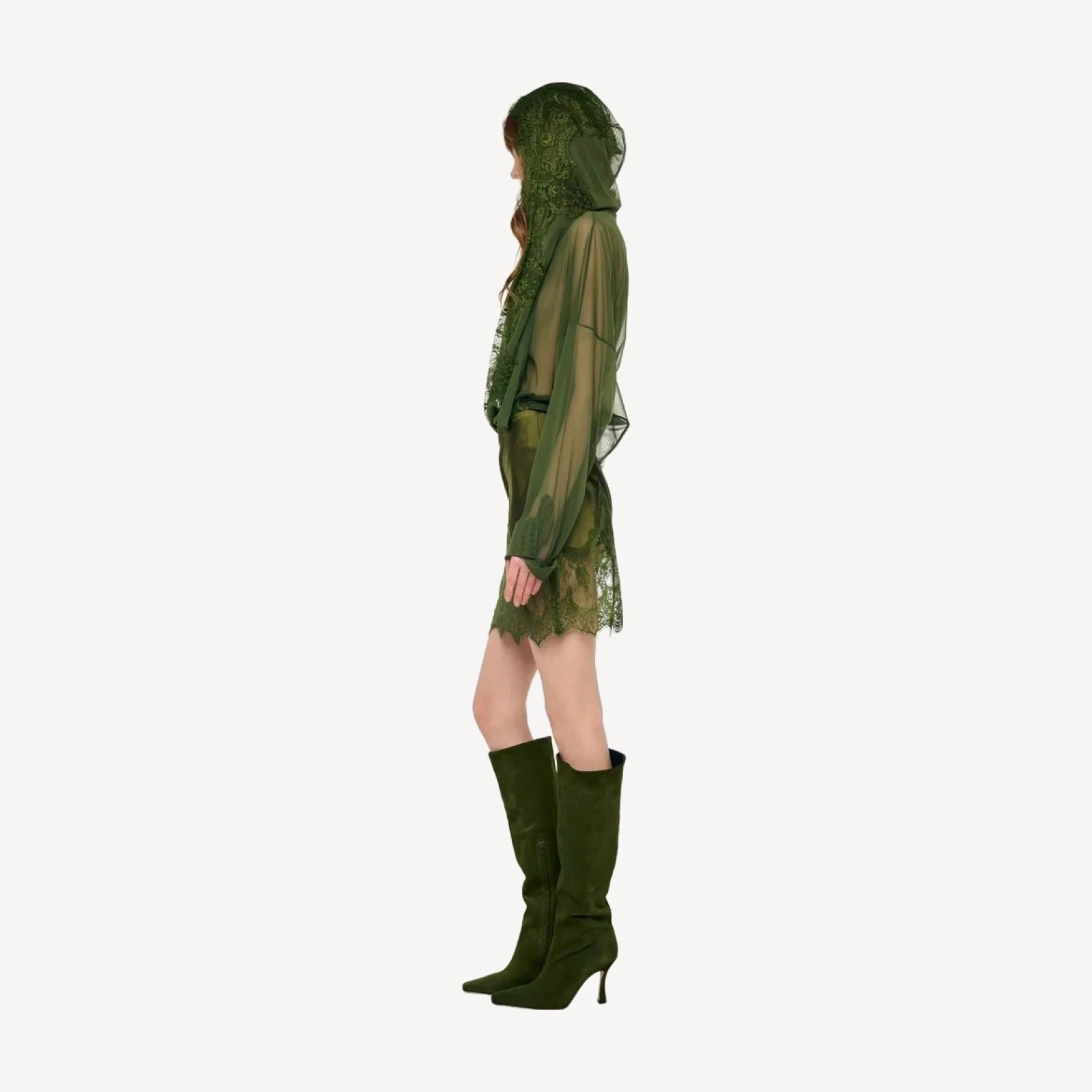 HOODED OVERSIZED NK BODYSUIT W/ LACE