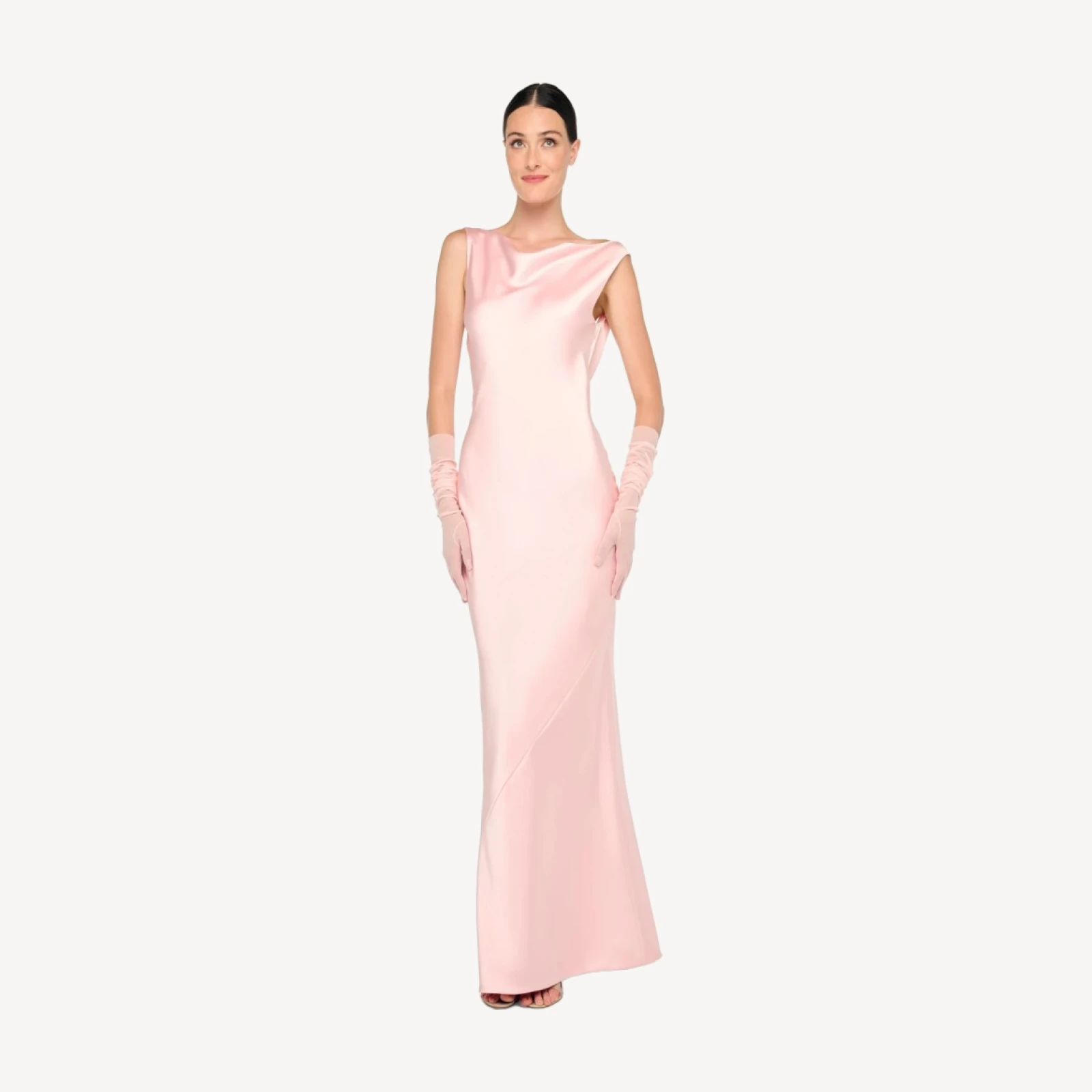 SLEEVELESS LOW BACK DRAPE GOWN