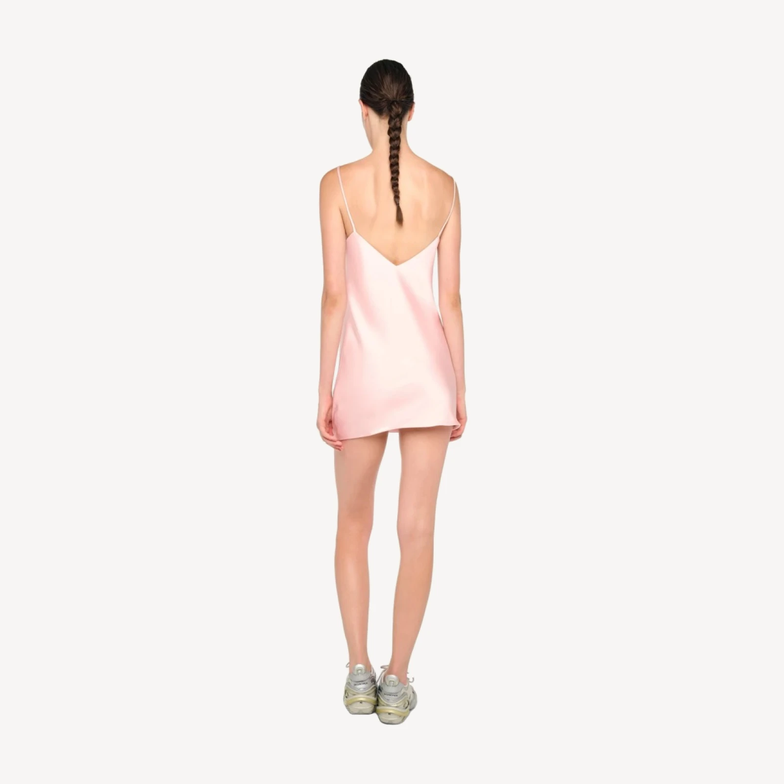 BIAS SLIP MINI DRESS WITH LACE