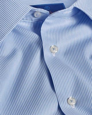 David Donahue Trim Fit Fine Line Twill Stripe Dress Shirt