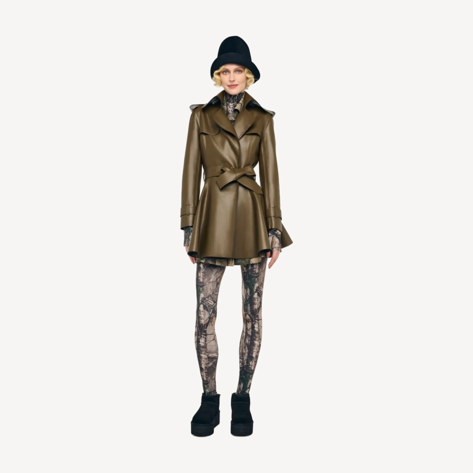 DOUBLE BREASTED TRENCH FLARED MINI DRESS