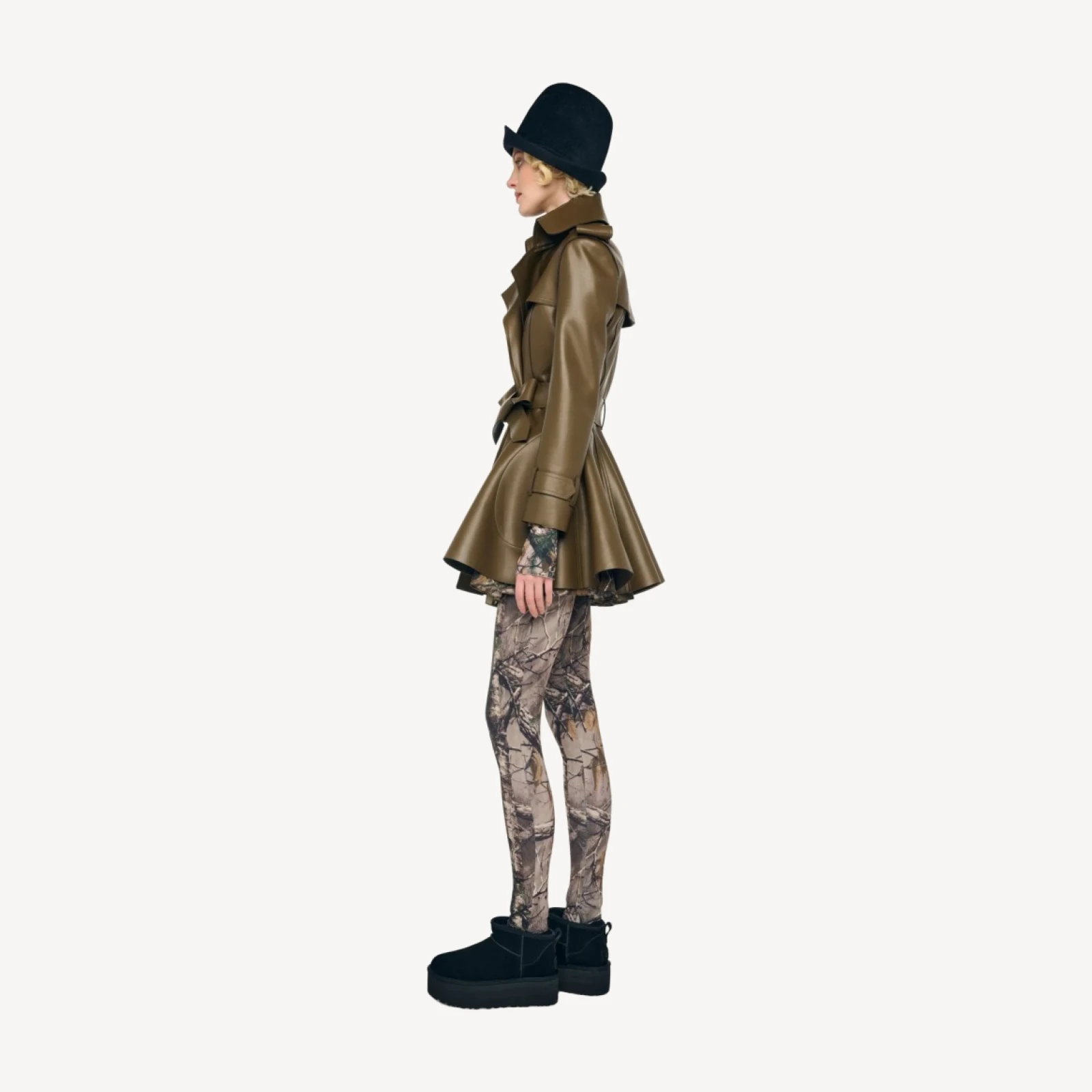 DOUBLE BREASTED TRENCH FLARED MINI DRESS