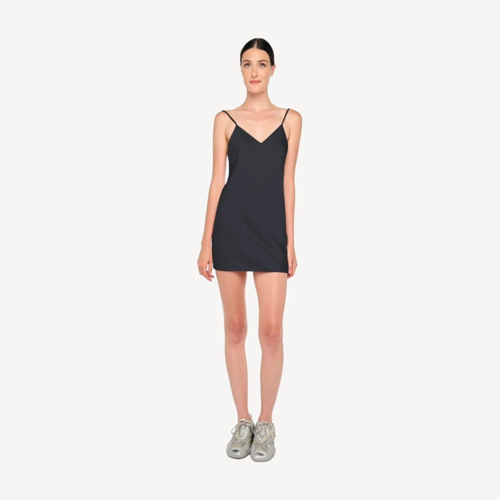 BIAS SLIP MINI DRESS WITH LACE