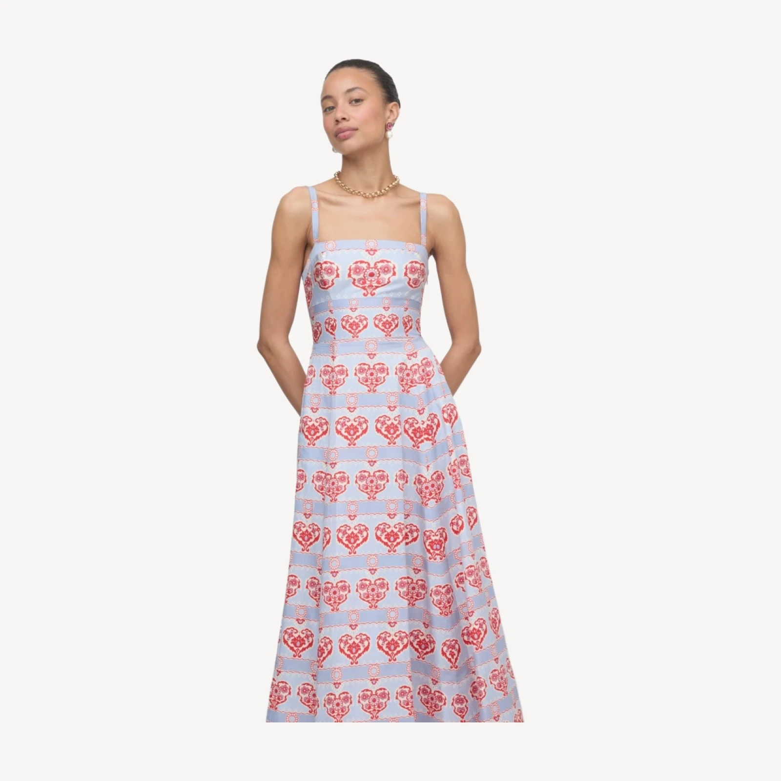 The Margot Dress - Poppy Damask Stripe