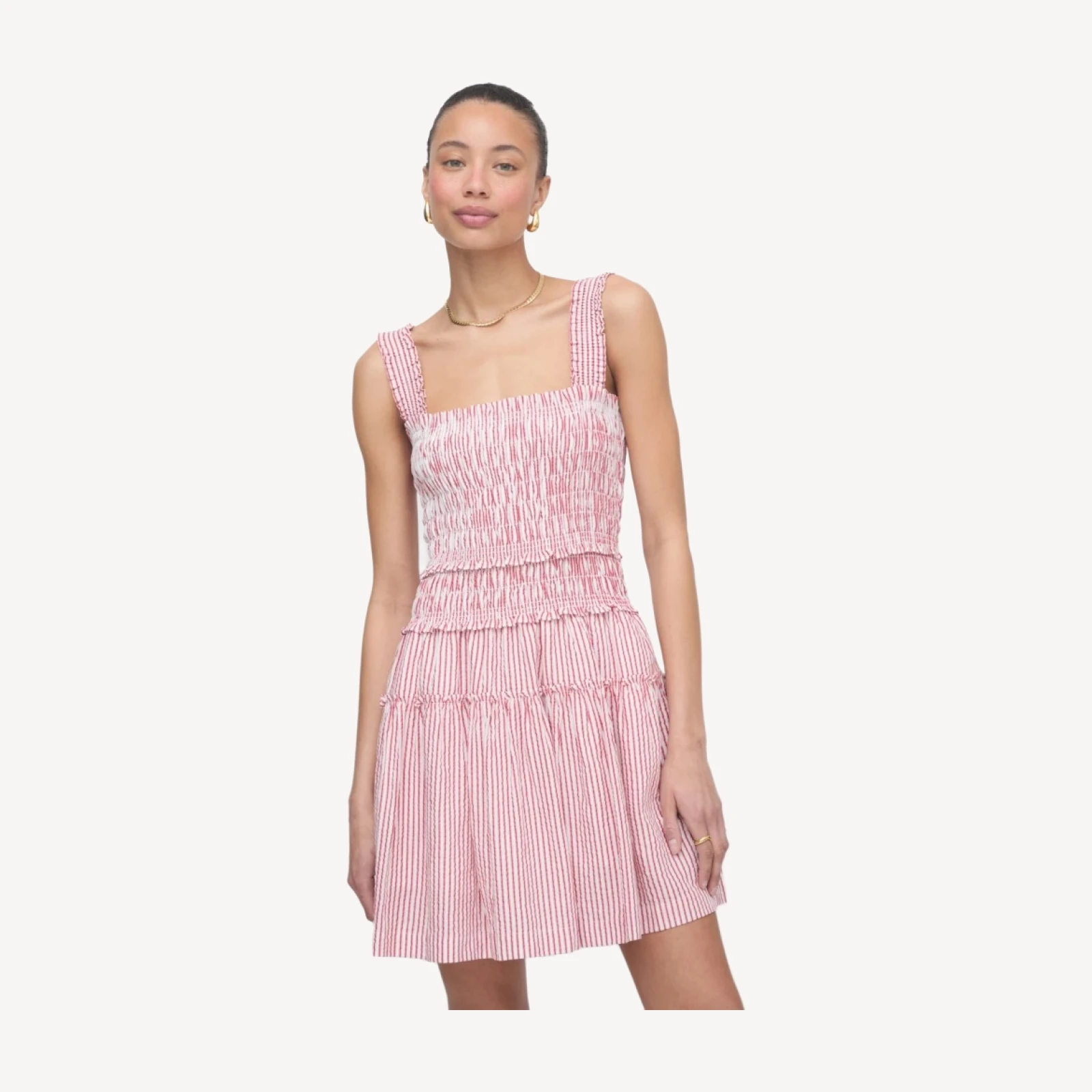 The Azalea Mini Nap Dress - Red Ticking Stripe