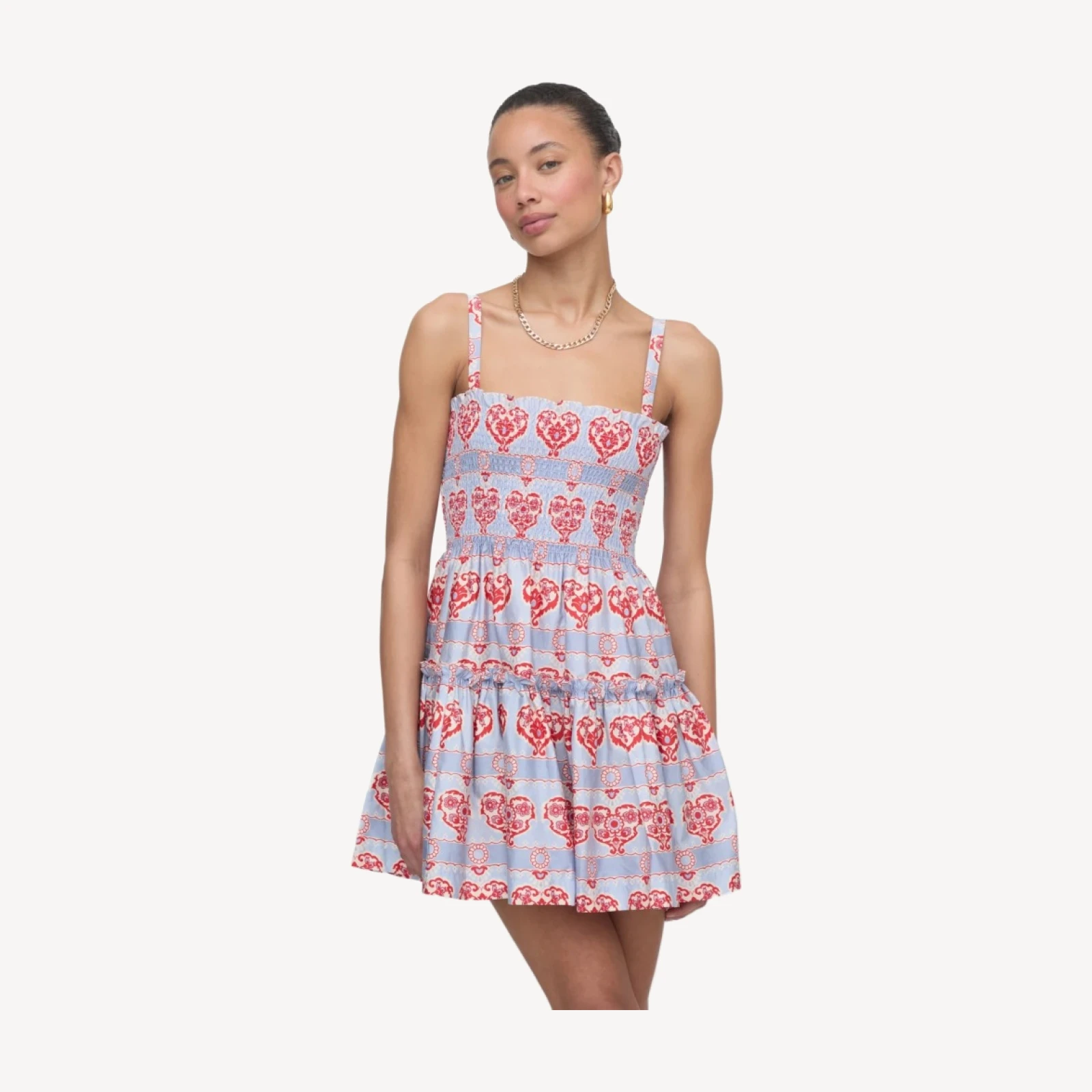 The Seraphina Mini Nap Dress - Poppy Damask Stripe
