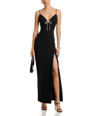 Aqua V Neck Slit Front Dress - Exclusive