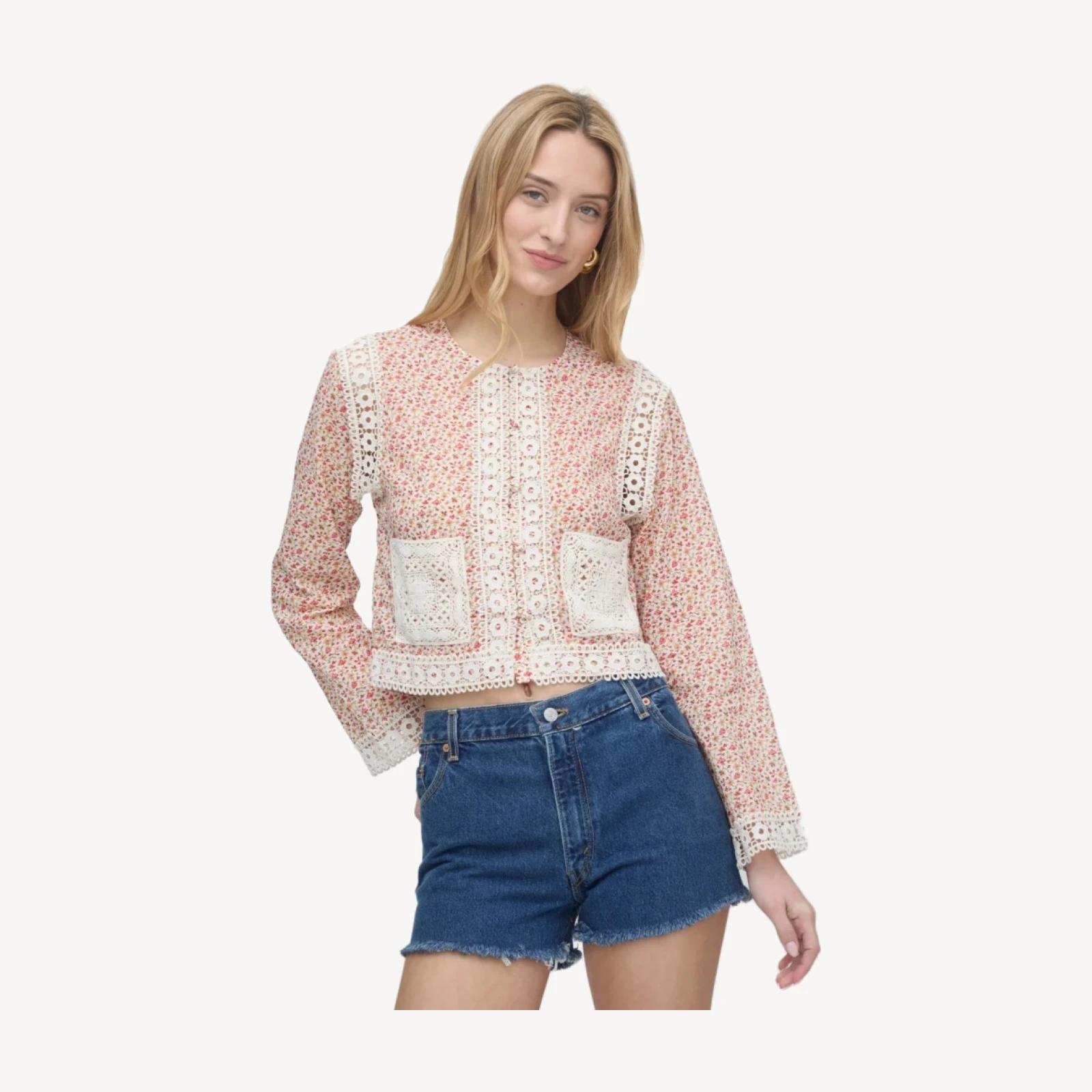 The Tory Top - Ivory Geo Ditsy