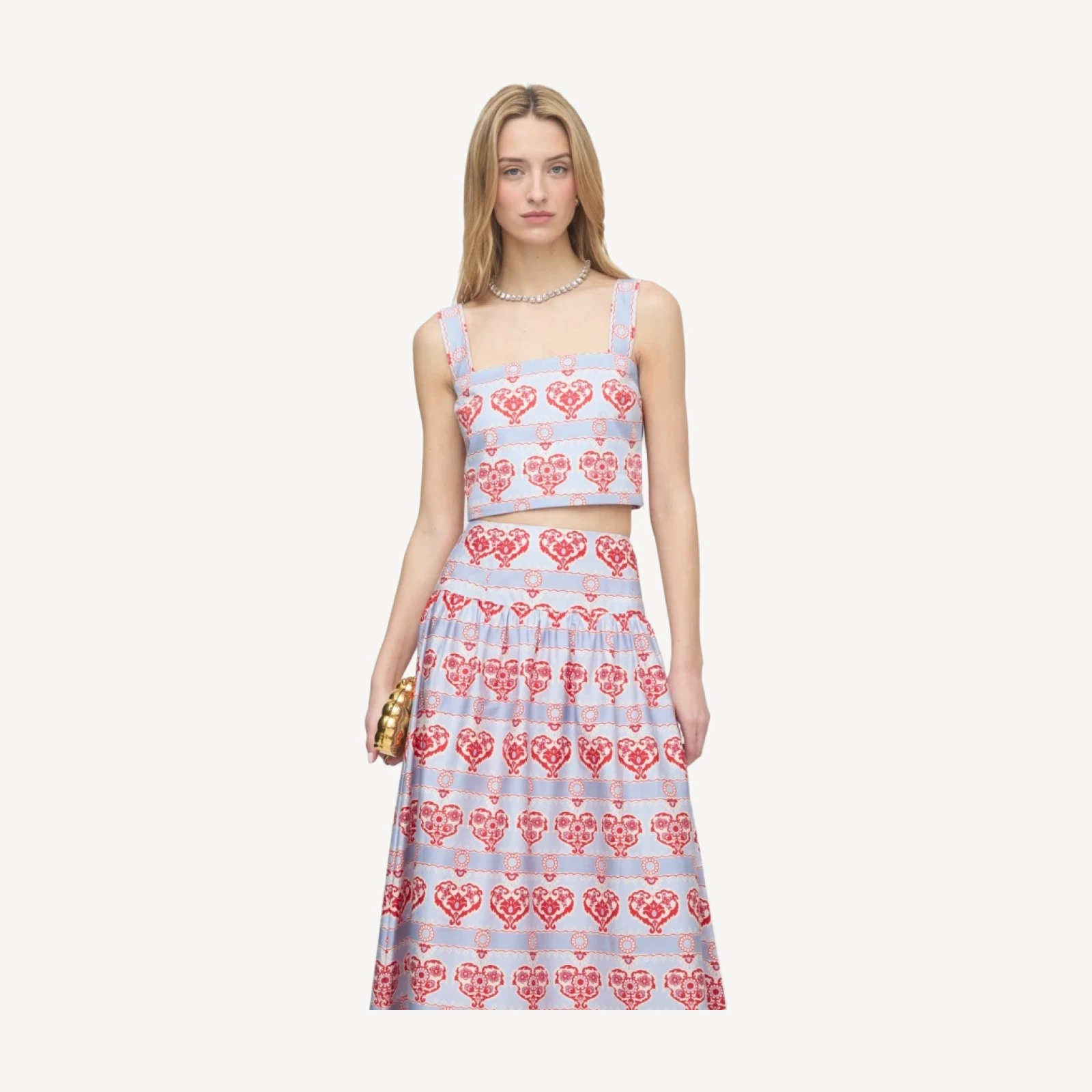 The Clara Crop Top - Poppy Damask Stripe