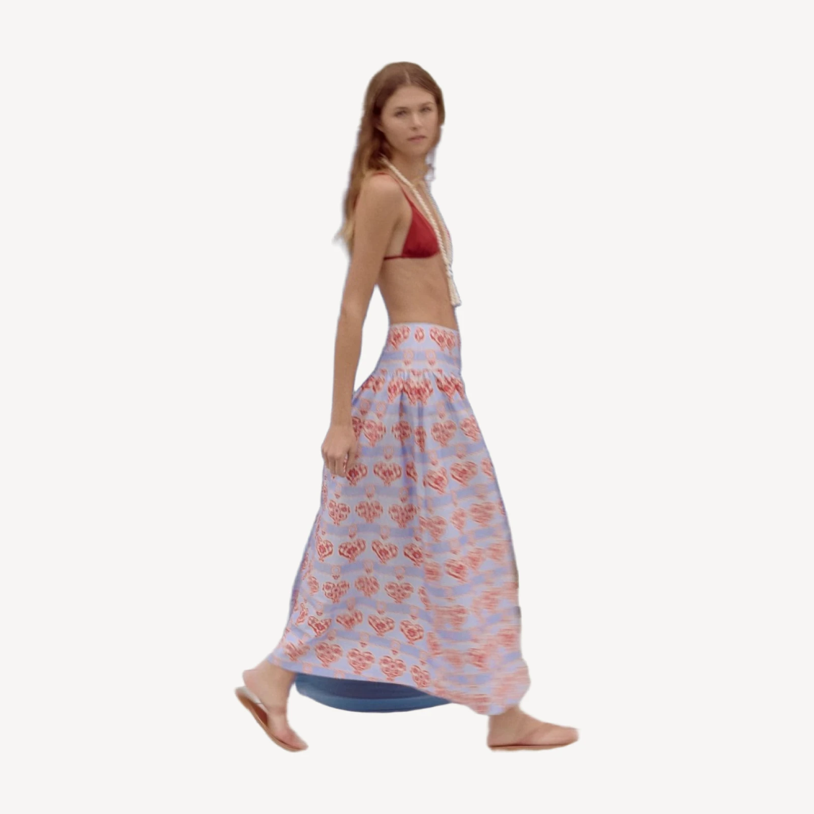 The Kate Midi Skirt - Poppy Damask Stripe