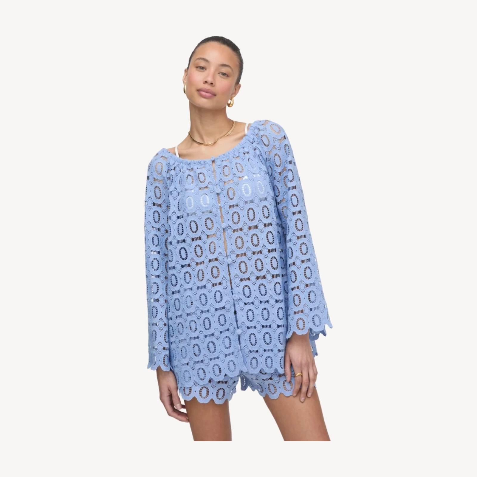 The Enella Tunic - Cornflower Lace