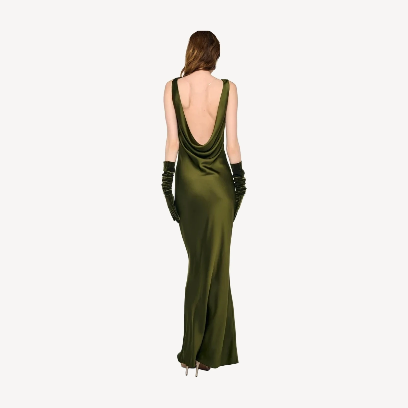 SLEEVELESS LOW BACK DRAPE GOWN
