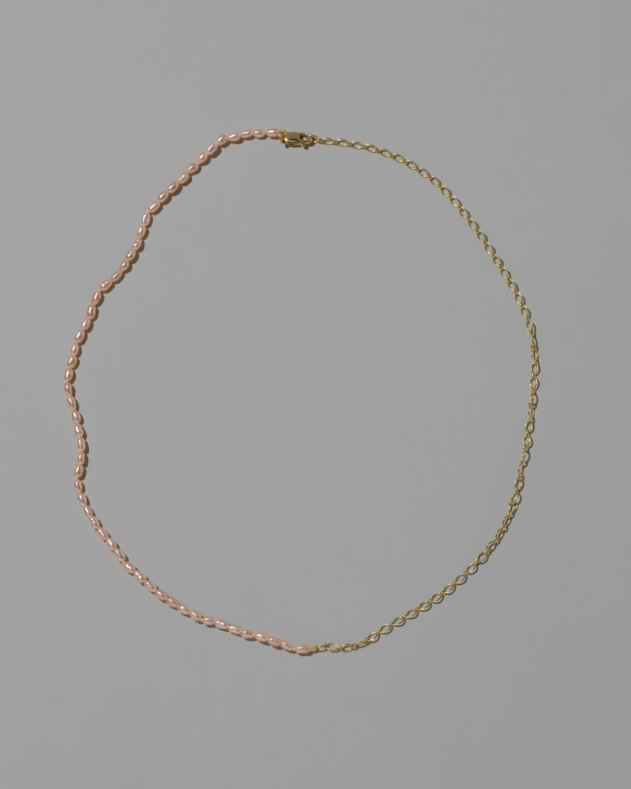 Half Oval Chain & Peony Seed Pearl Necklace