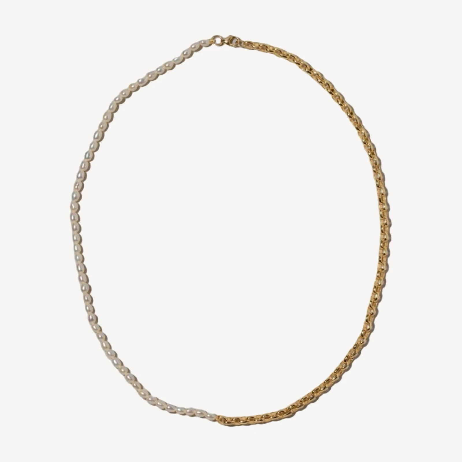 Half Short Loop Chain & White Seed Pearl Necklace
