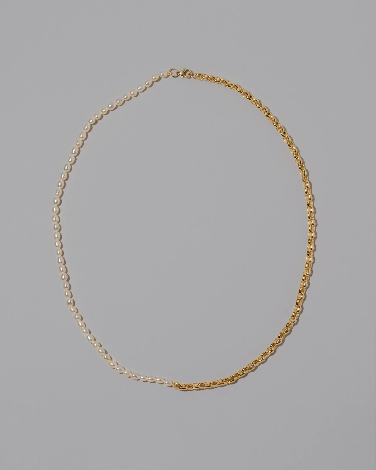 Half Short Loop Chain & White Seed Pearl Necklace