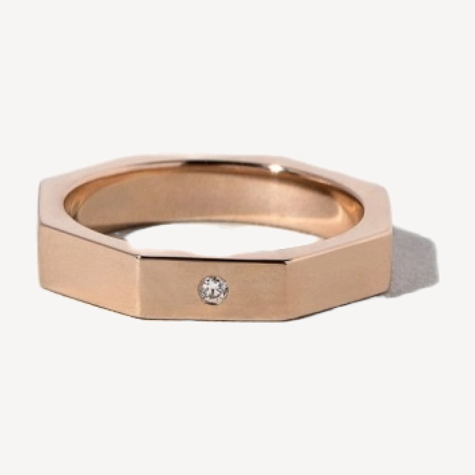 Segmented Band in 4mm Single Stone 14k Rose Gold With Diamond - sz6 x Vault