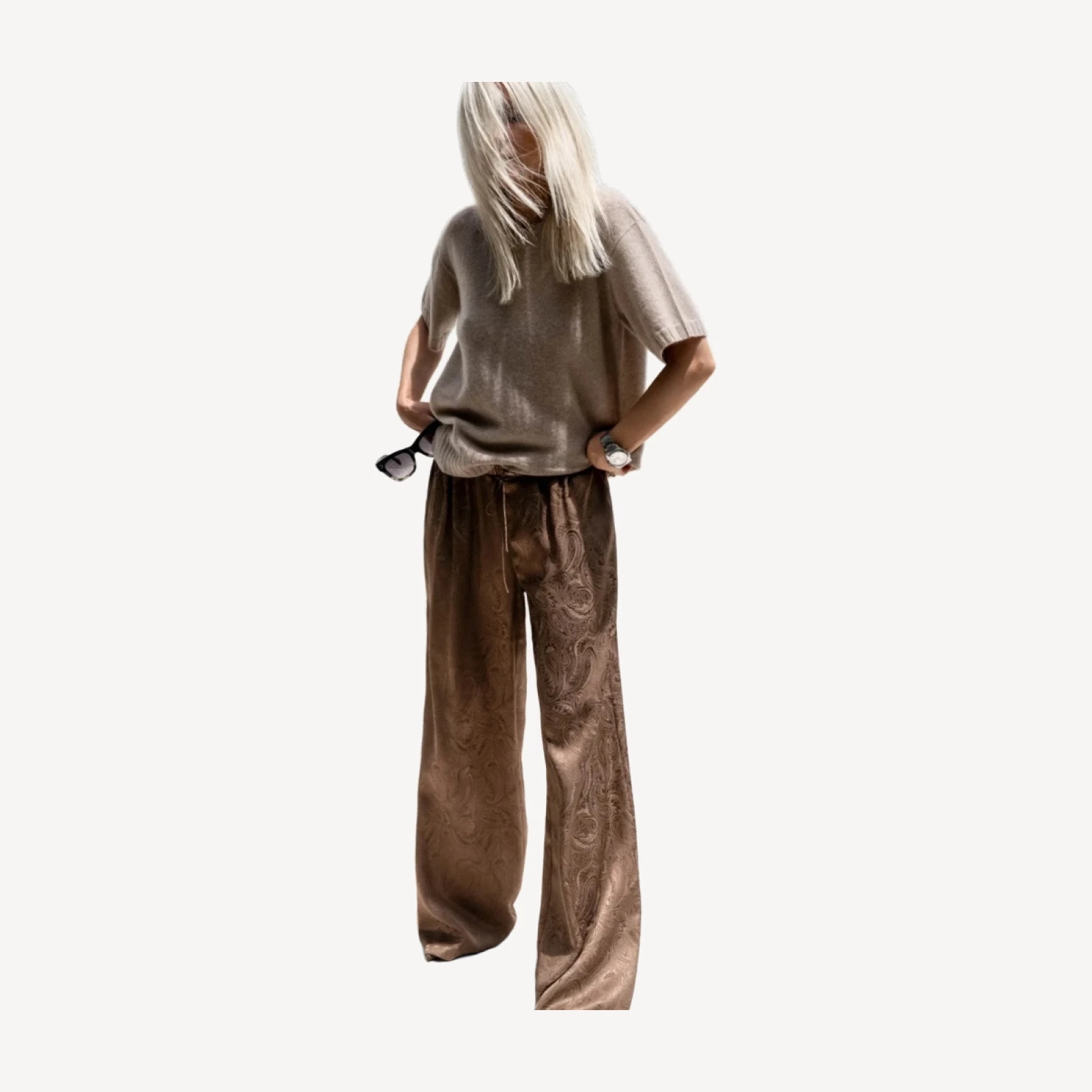 PAIGE FEATHERWEIGHT CASHMERE TEE - FAWN