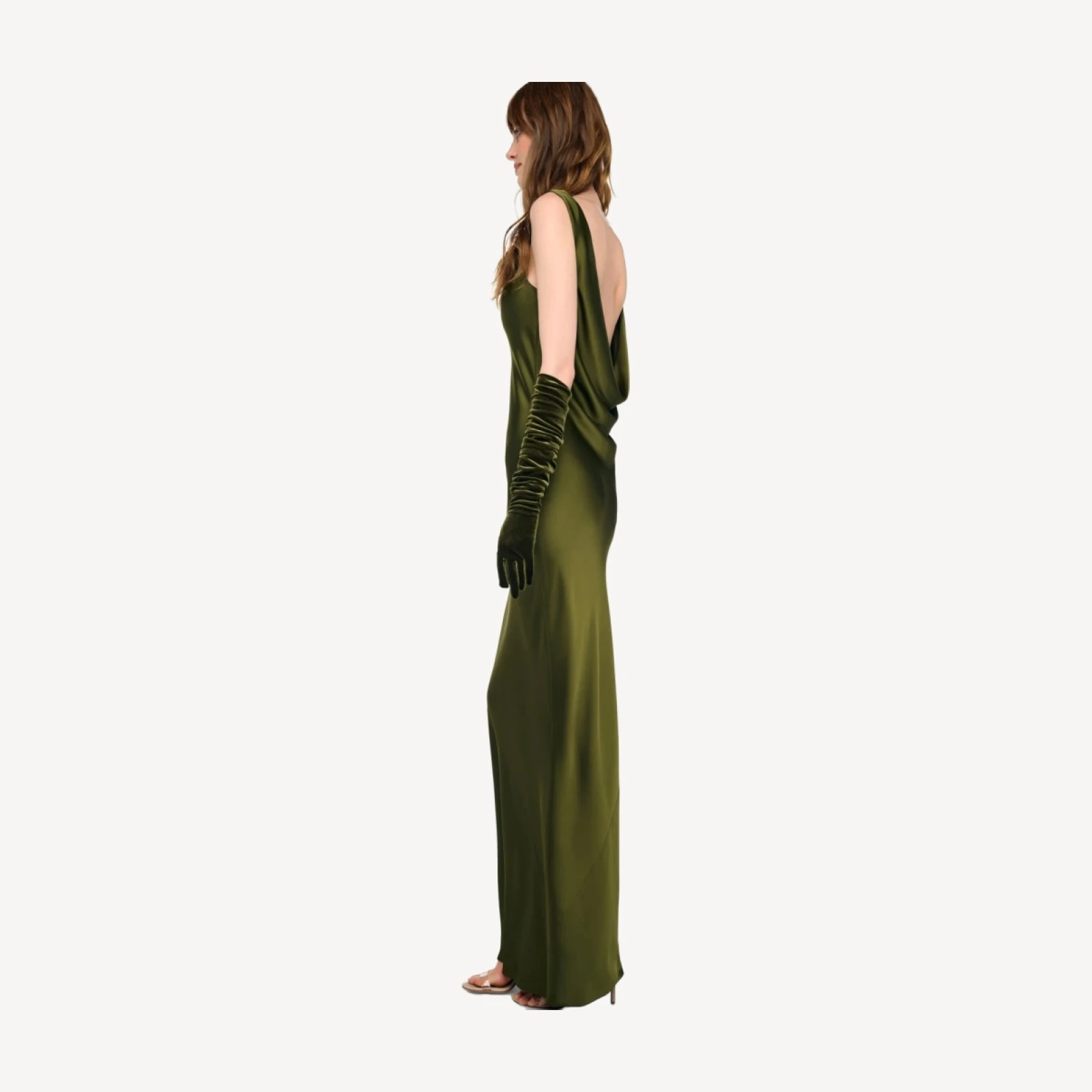 SLEEVELESS LOW BACK DRAPE GOWN