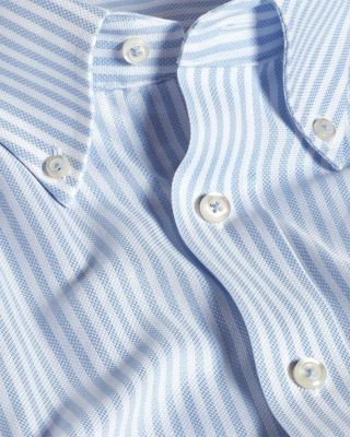 David Donahue Trim Fit Royal Oxford Stripe Dress Shirt