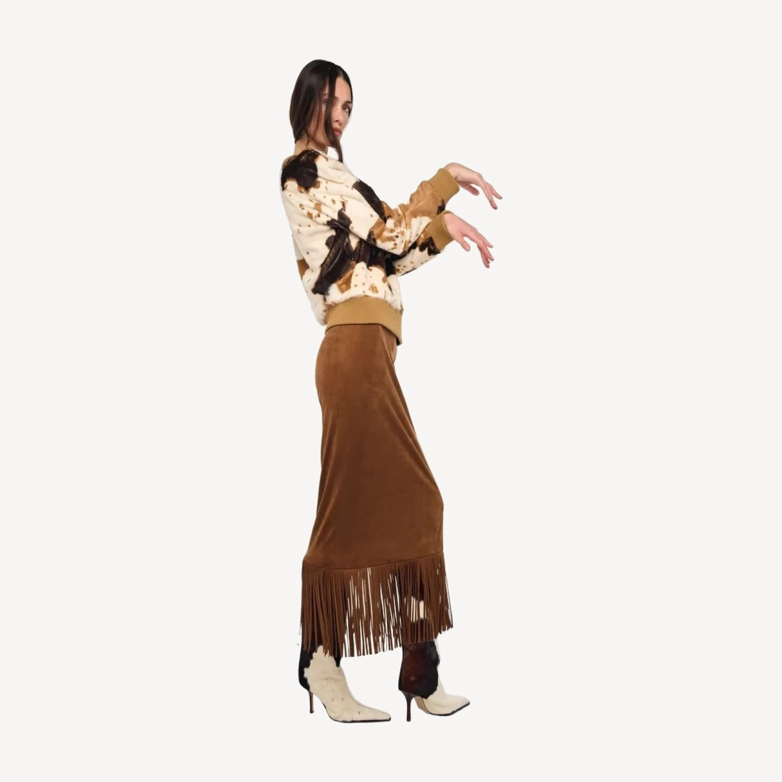 FRINGE SKIRT TO MIDCALF