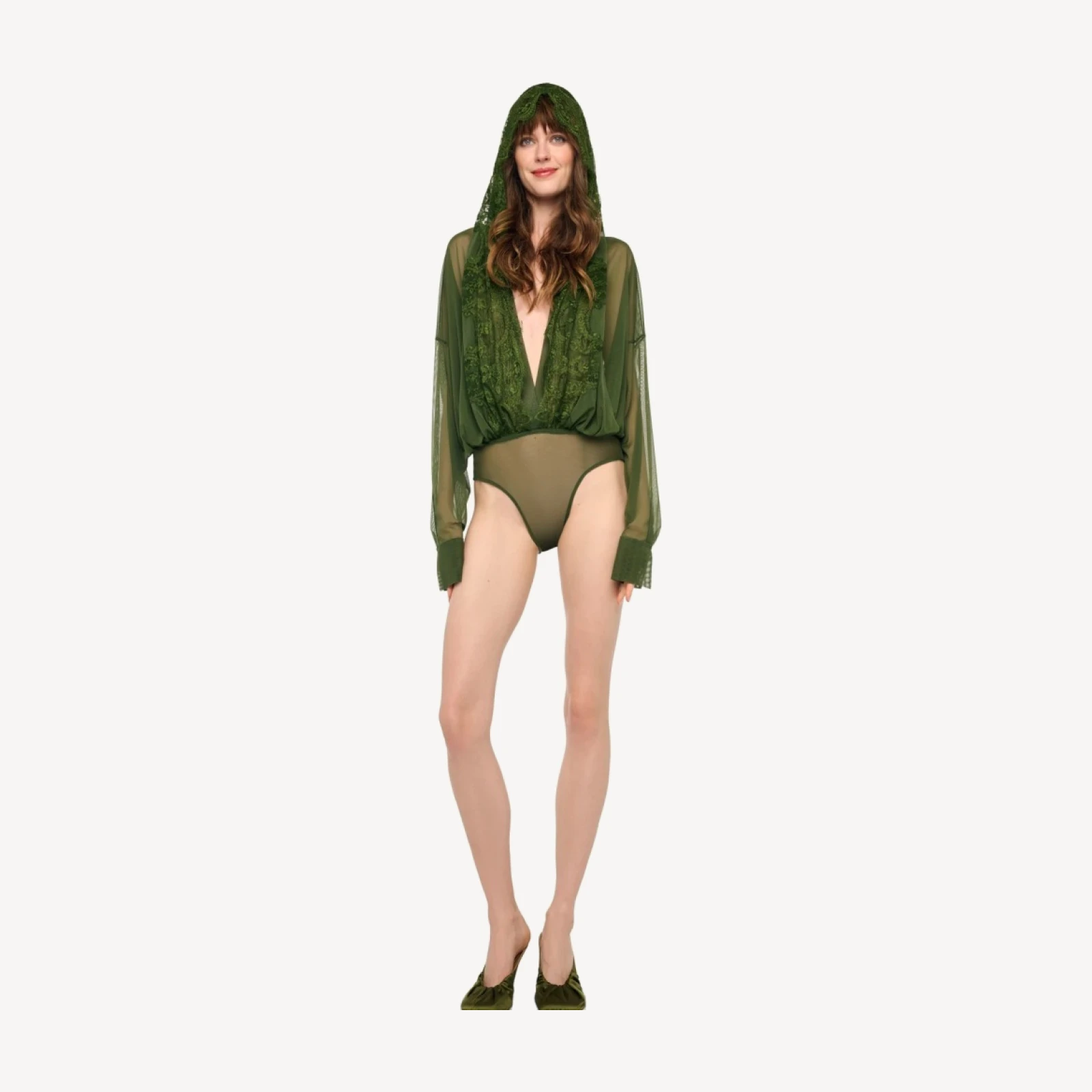 HOODED OVERSIZED NK BODYSUIT W/ LACE