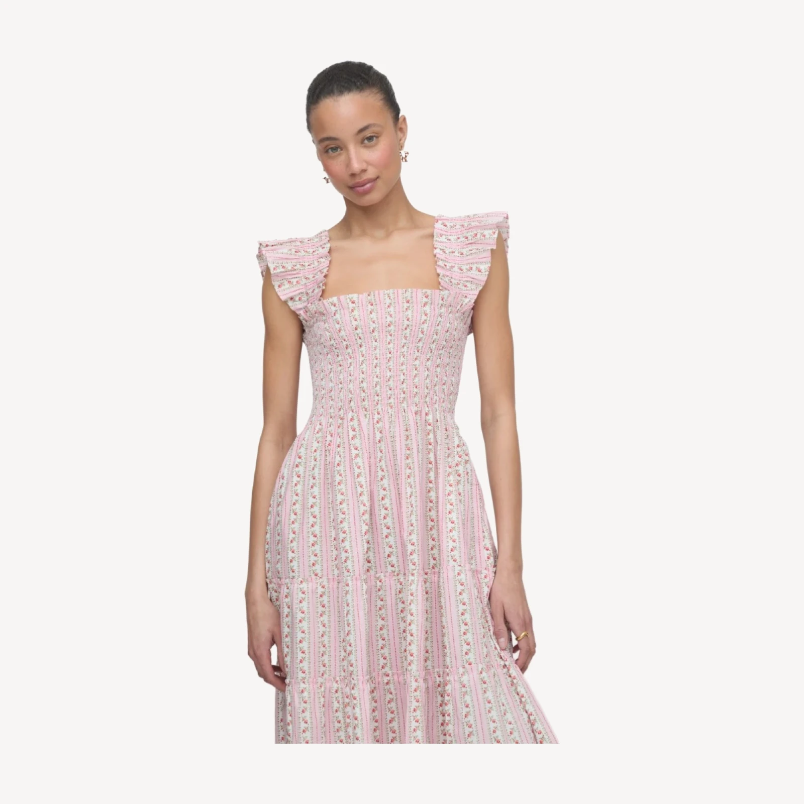 The Ellie Nap Dress - Pink Floral Dot Stripe