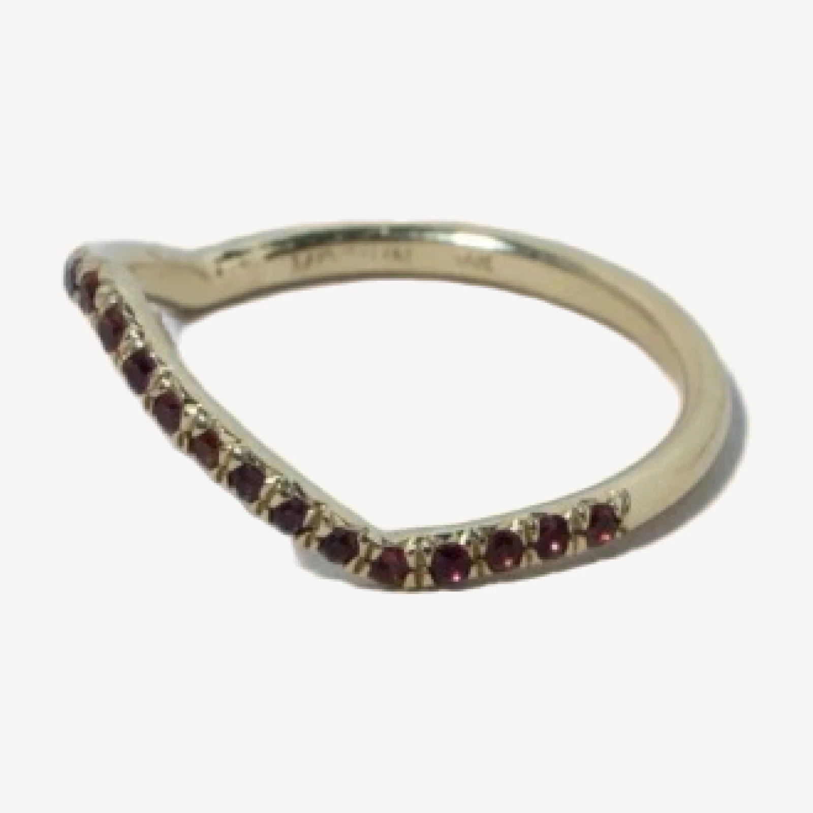 Low Peak Band in Pavé 14k Yellow Gold With Garnets - sz6 x Vault