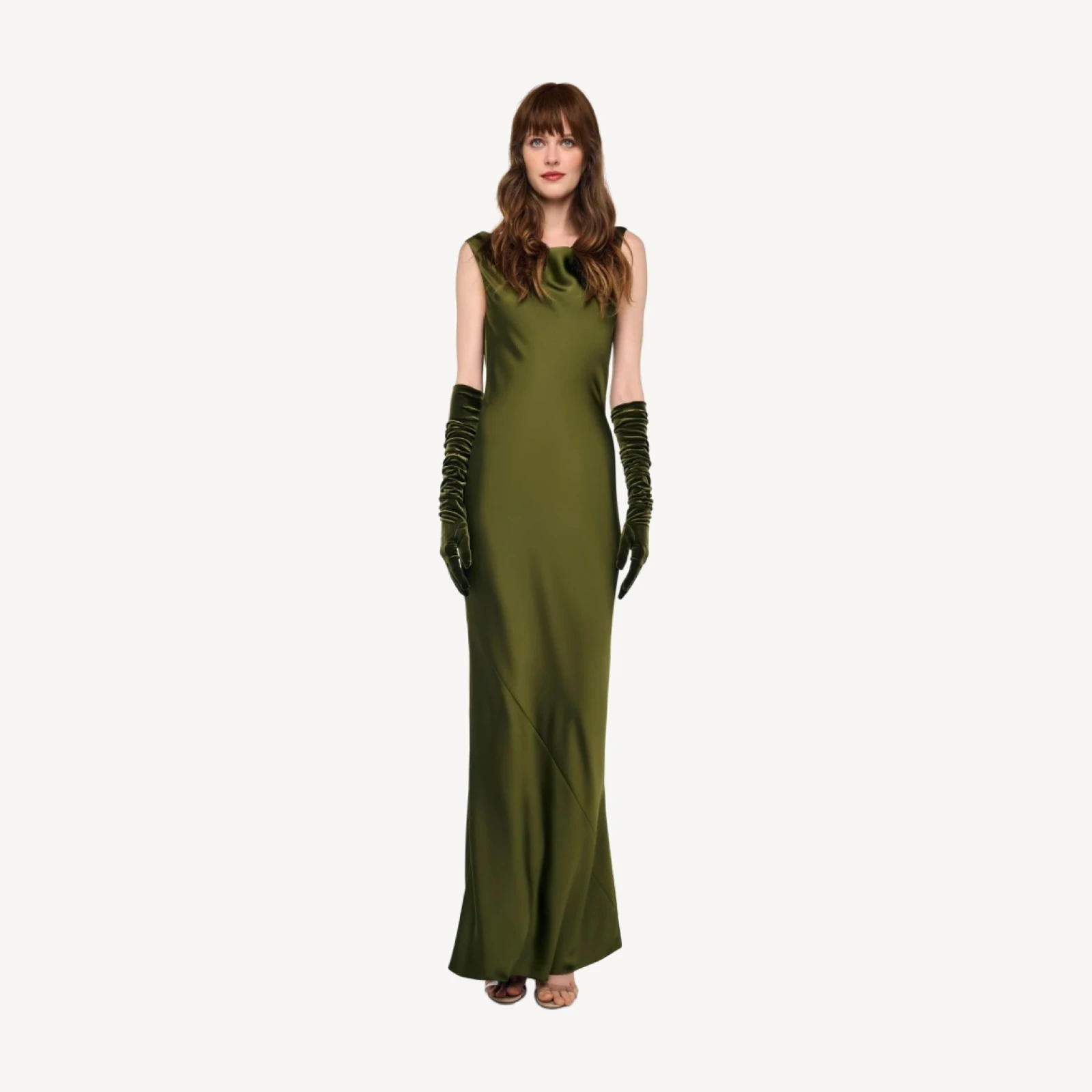 SLEEVELESS LOW BACK DRAPE GOWN