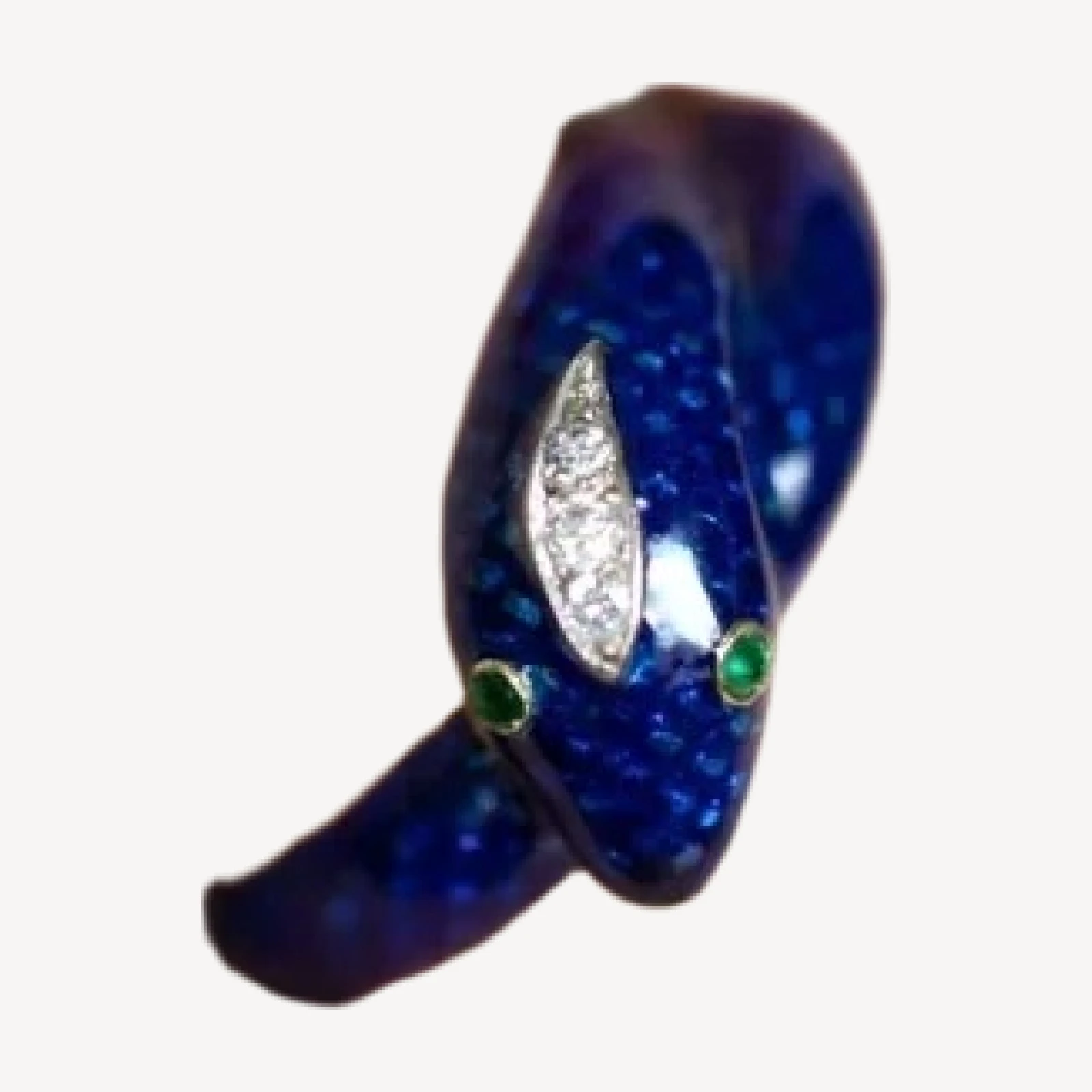 Vintage Cartier Diamond & Emerald Enamel Snake Ring
