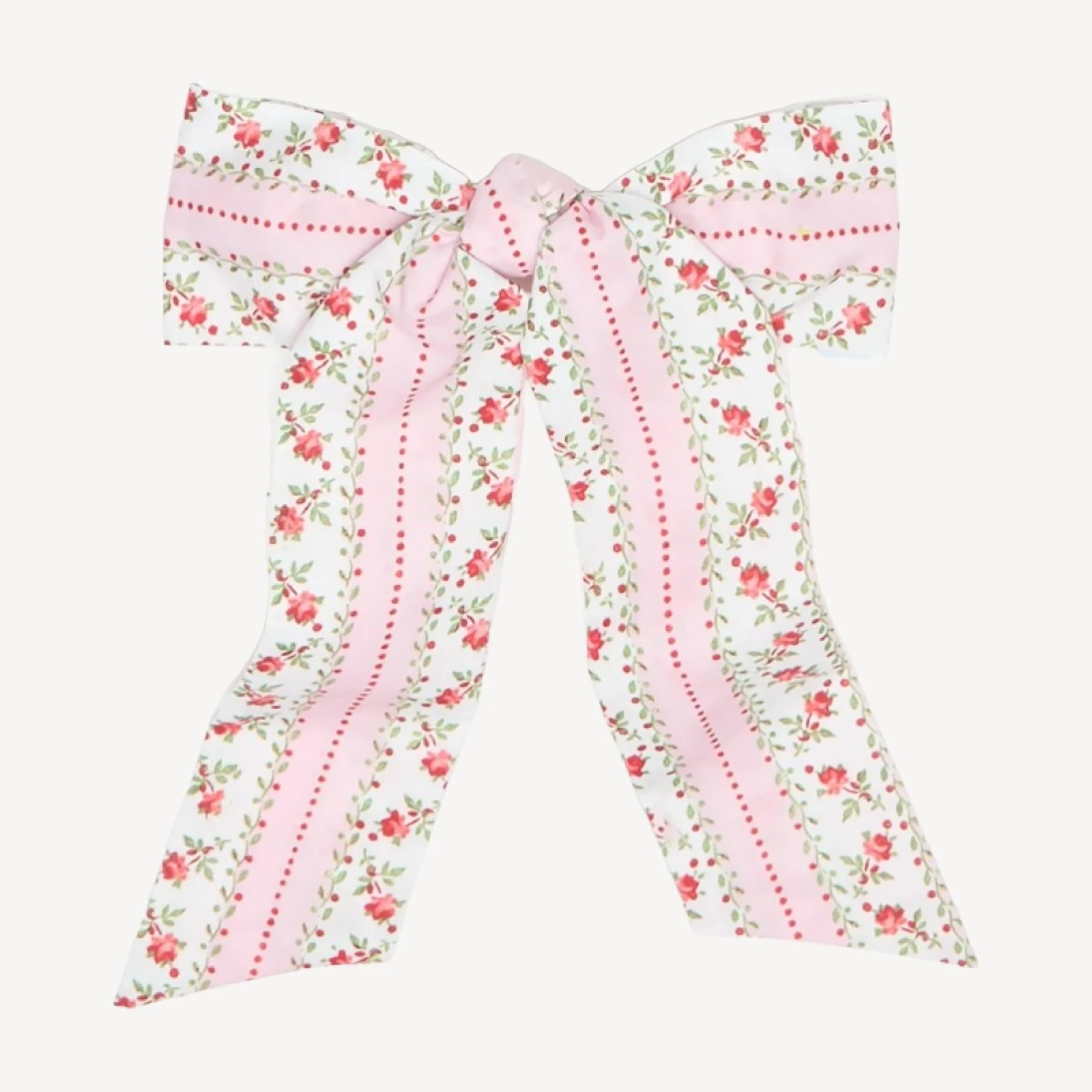 The Belle Bow - Pink Floral Dot Stripe