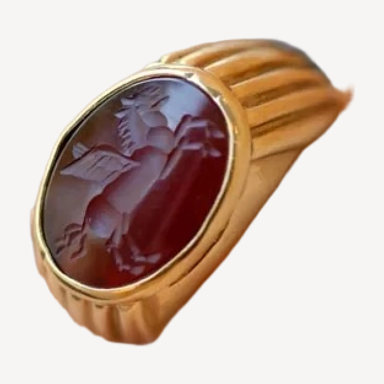 Vintage Bvlgari Carnelian Pegasus Intaglio Ring