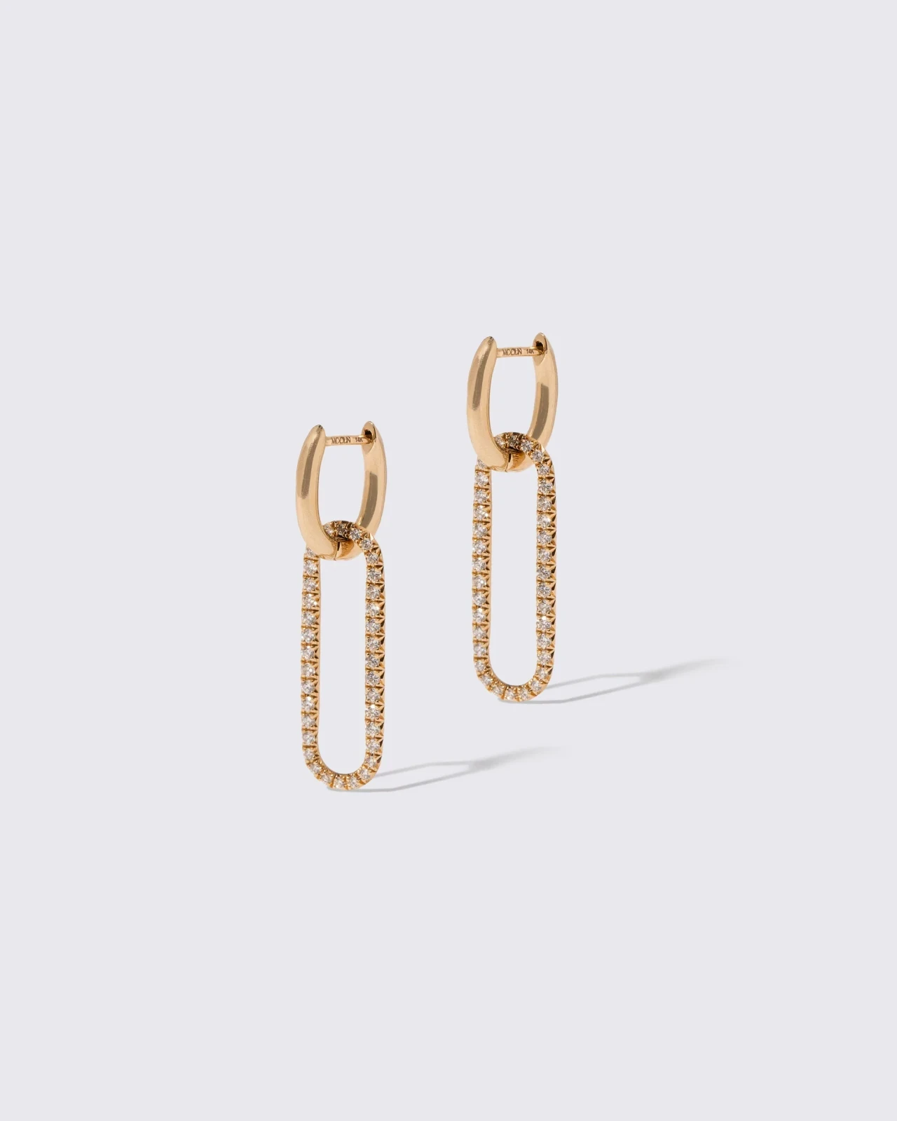 Pavé Link Huggie Hoop Earrings