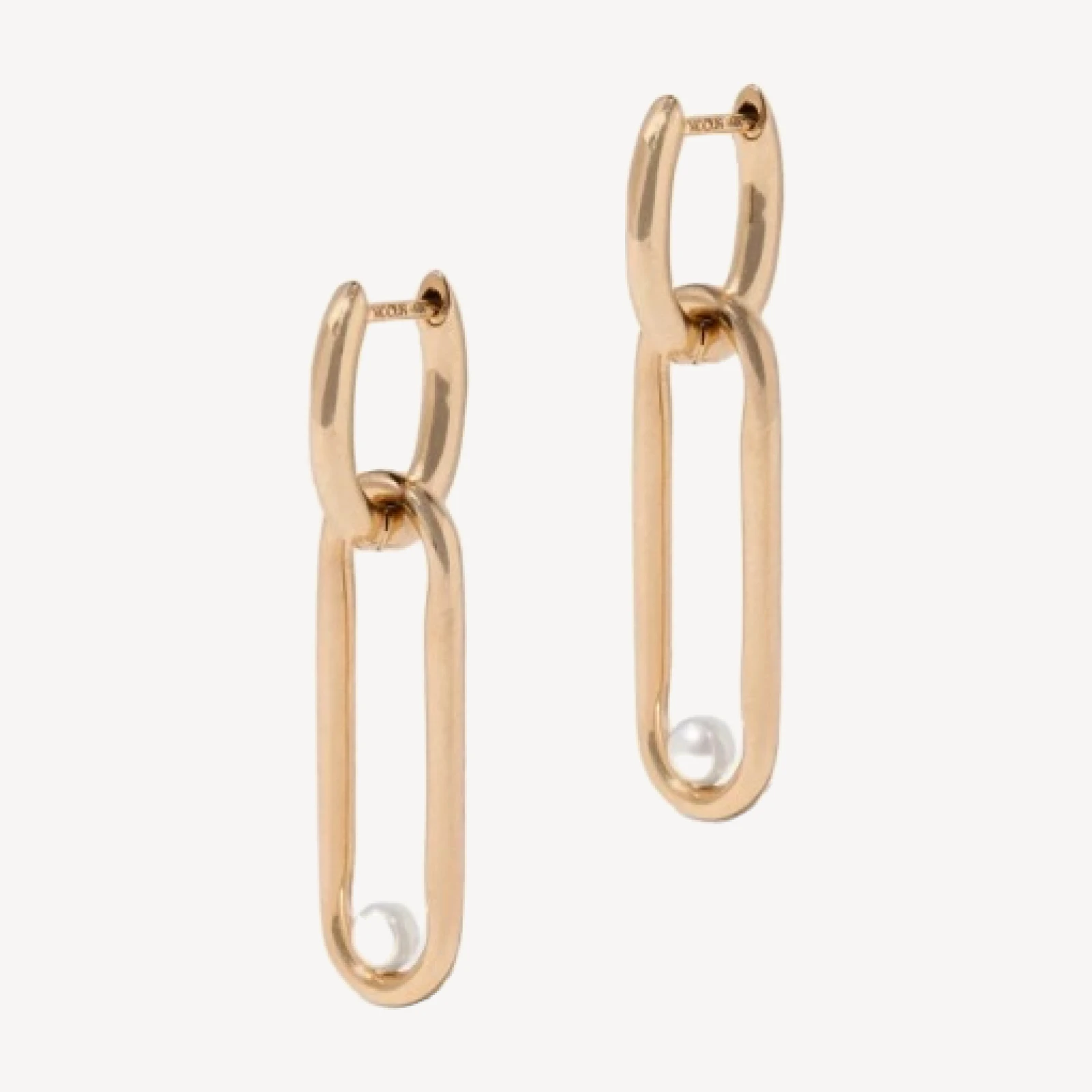 Pearl Link Huggie Hoop Earrings