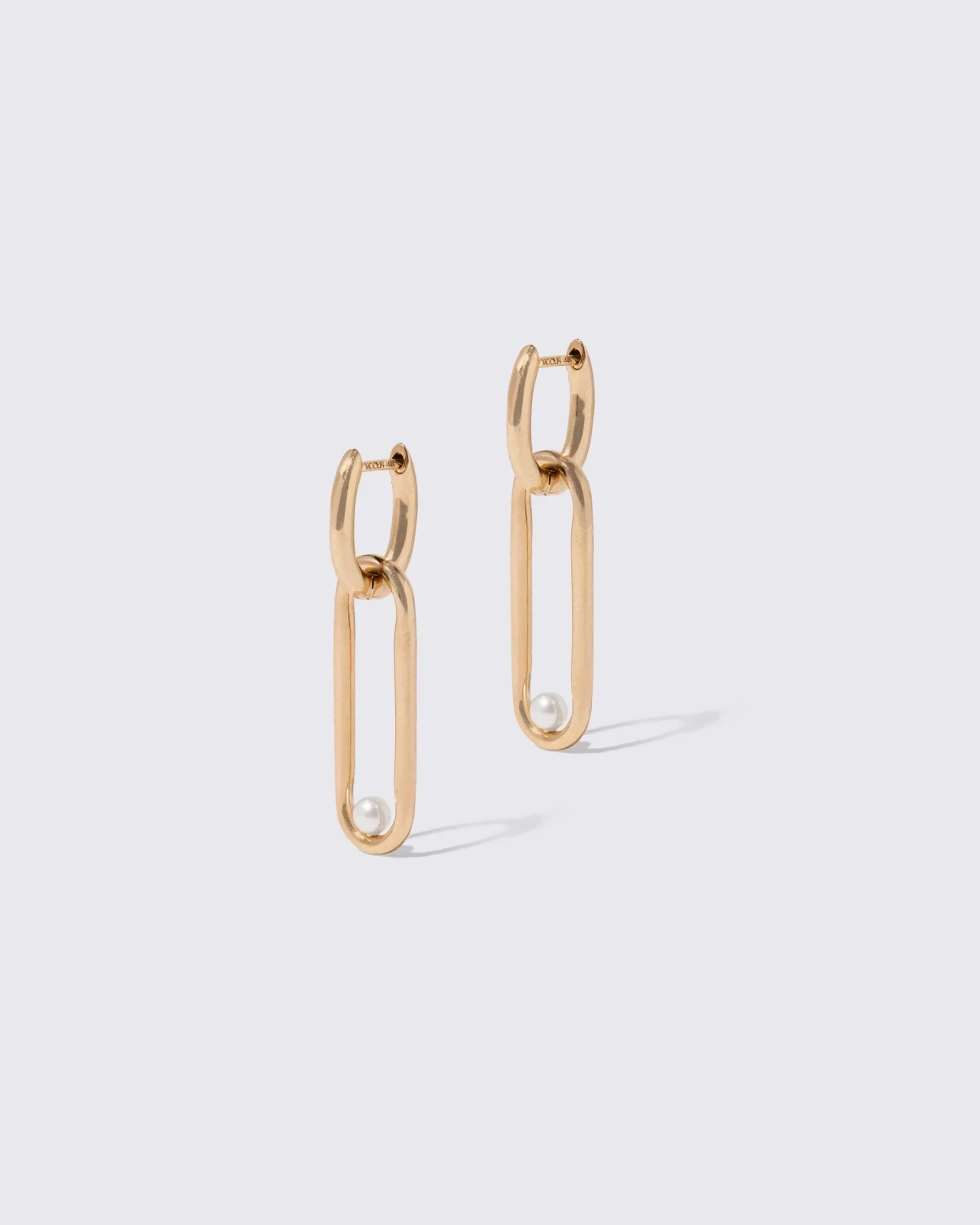 Pearl Link Huggie Hoop Earrings