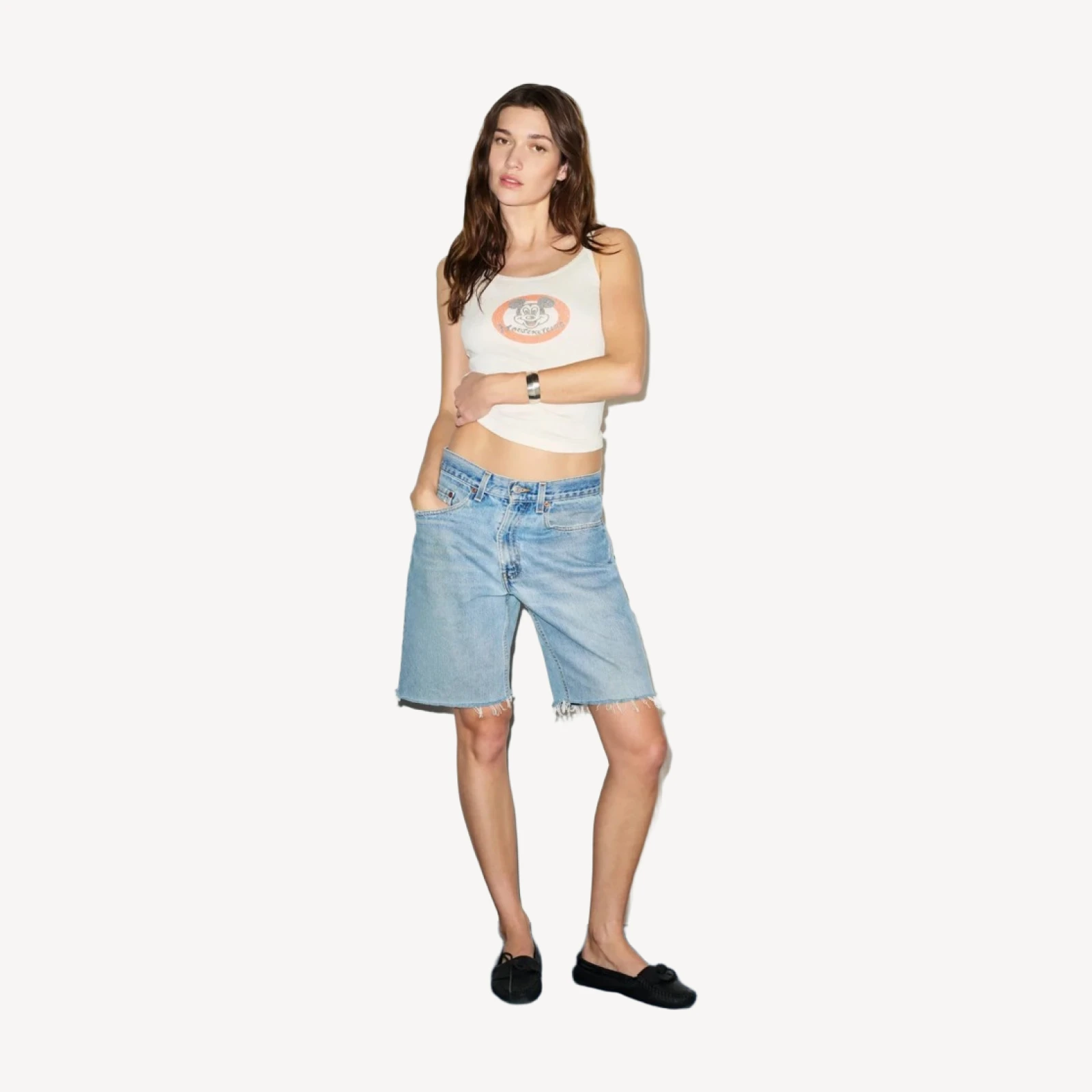 Lace Strap Tank Mouskateers - Vintage White