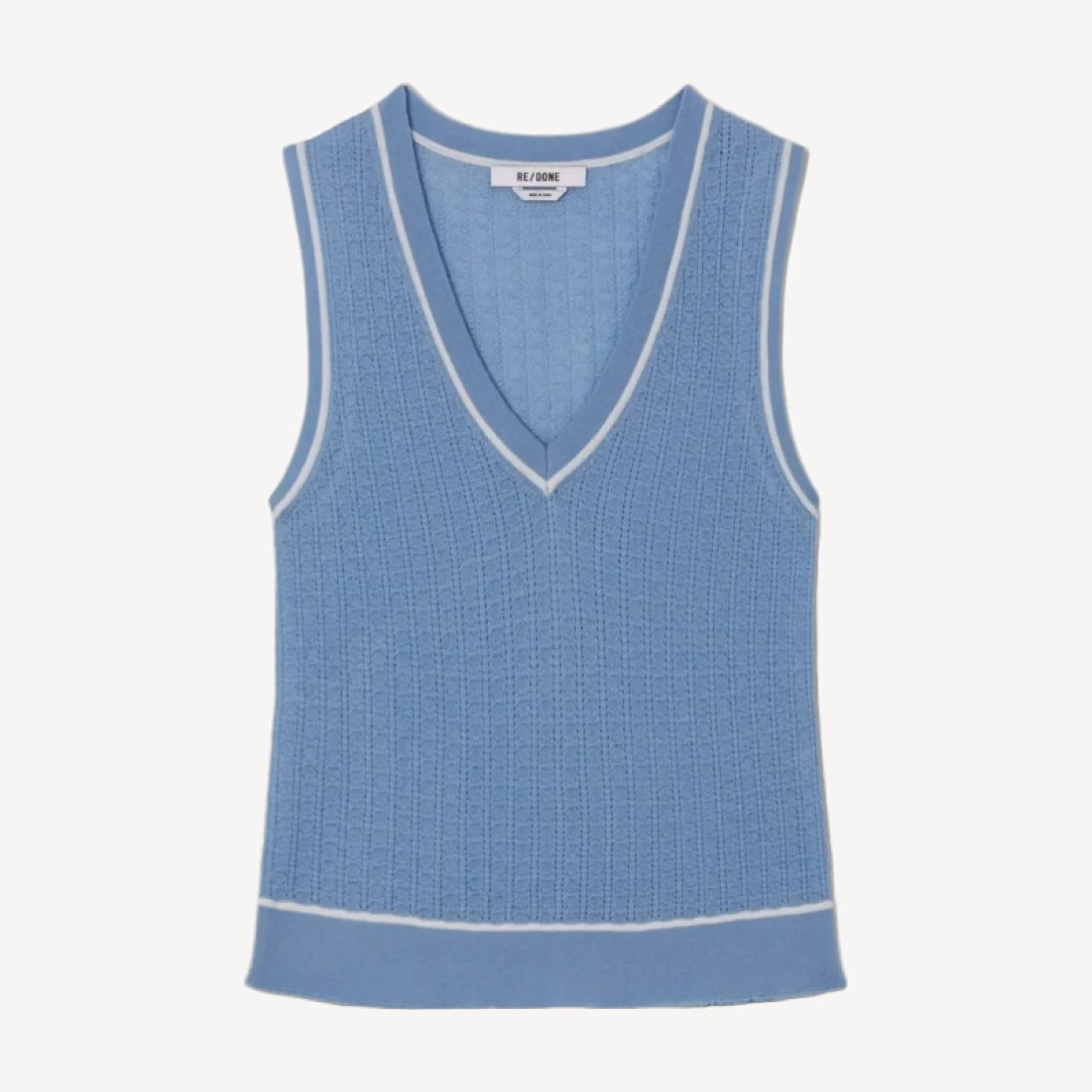 Avery Vest - Seaside/White