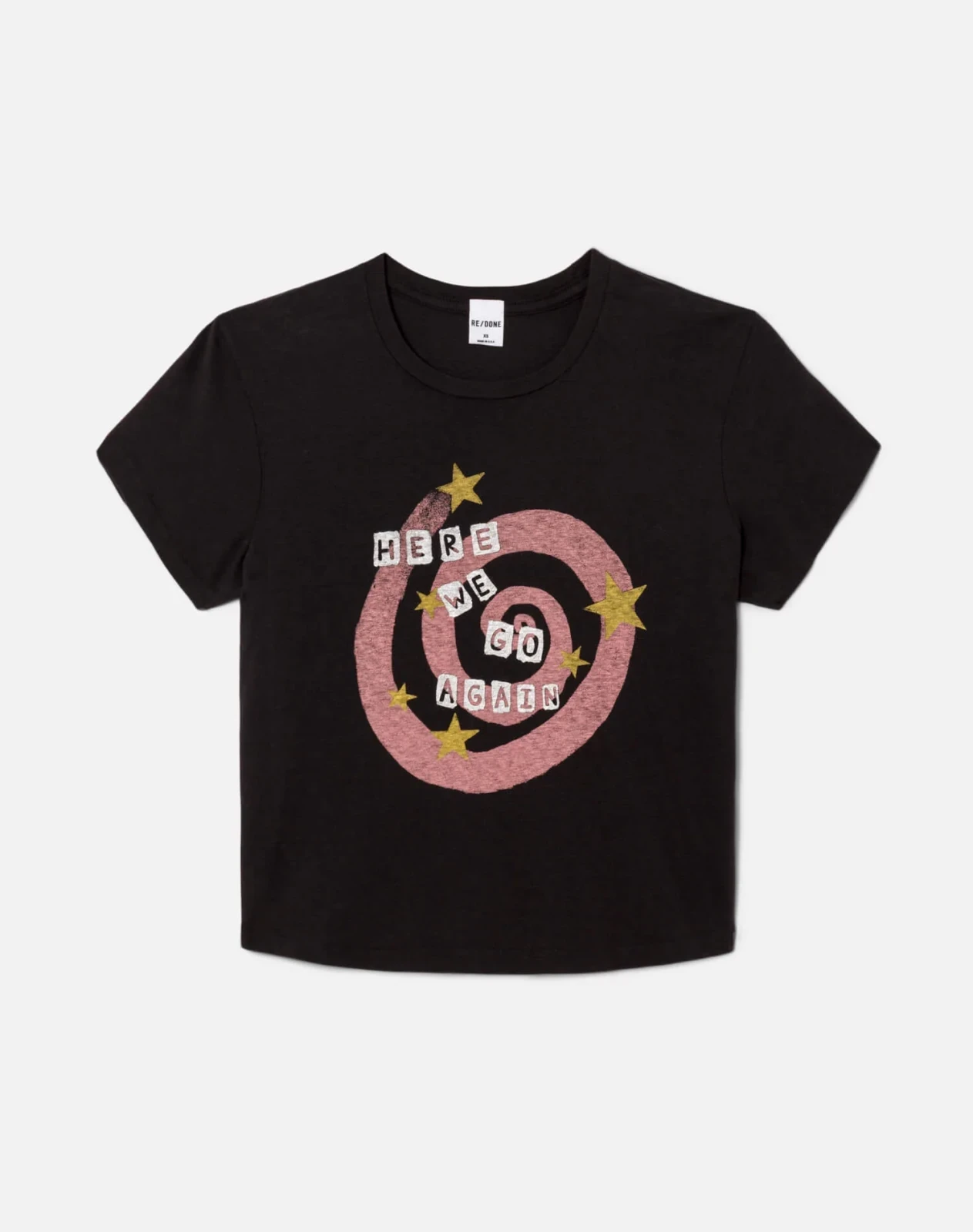 50s Boxy Tee Swirl - Washed Black