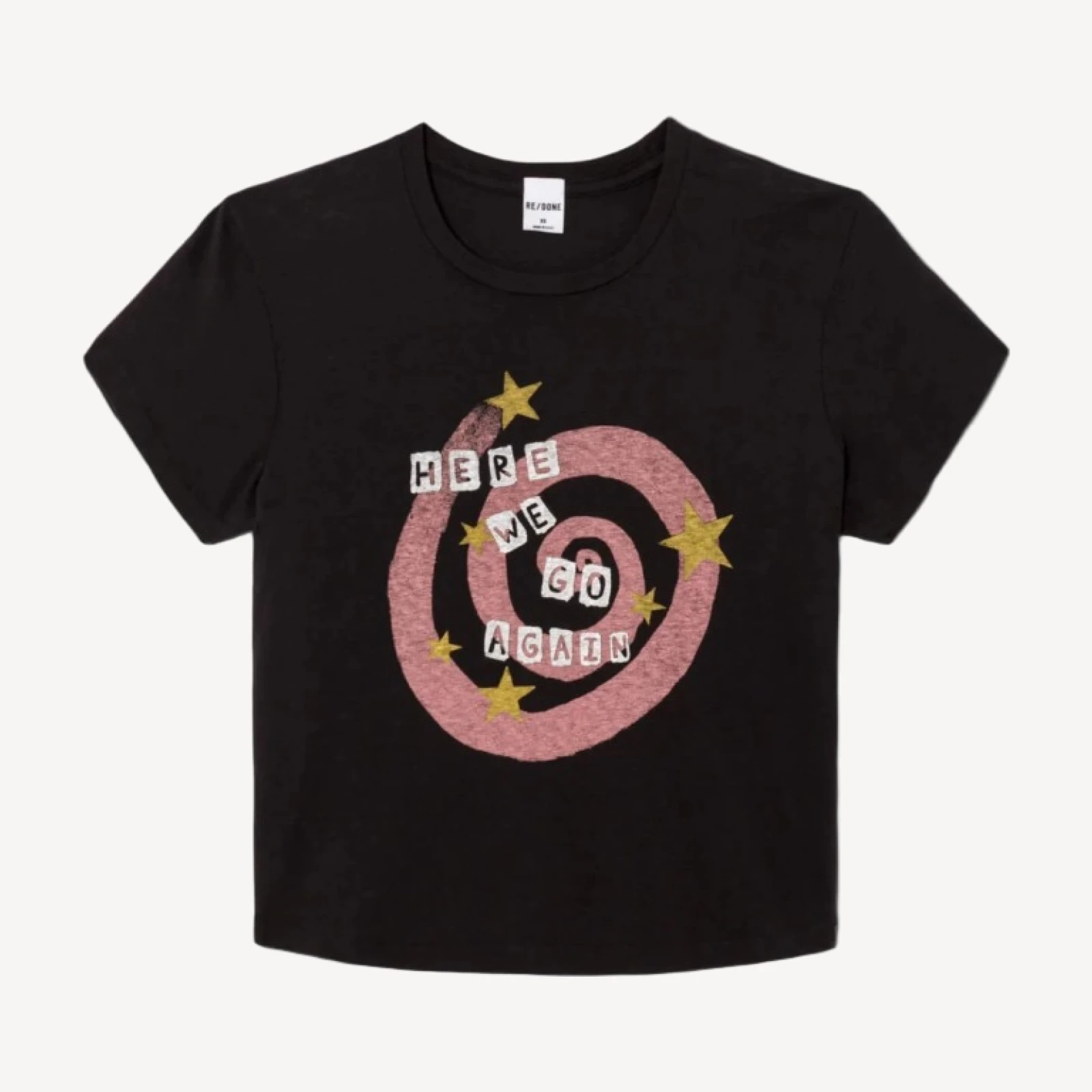 50s Boxy Tee Swirl - Washed Black