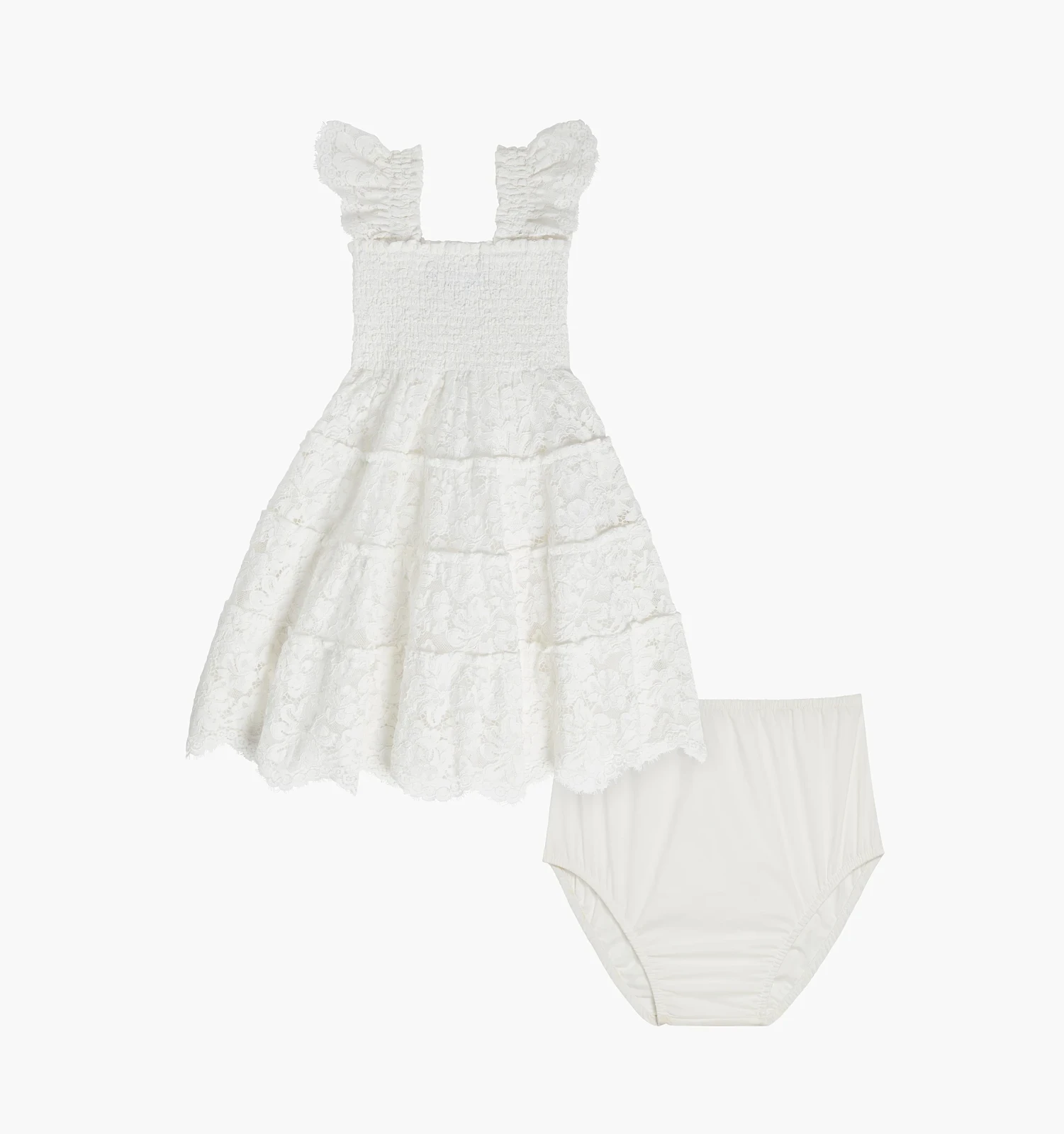 The Baby Lace Ellie Nap Dress - White Fleur Lace