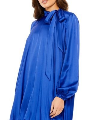 Mac Duggal High Neck Long Sleeve Bubble Hem Dress