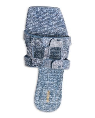 Simkhai Women's Monogram Denim Print Slides