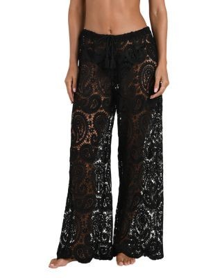 L'Agence Geraldine Paisley Crochet Cover-Up Pants