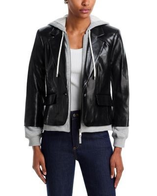 Cinq a Sept Le Petit Khloe Faux Leather Layered Blazer, photo 3