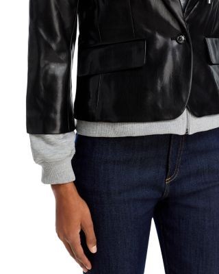 Cinq a Sept Le Petit Khloe Faux Leather Layered Blazer, photo 6