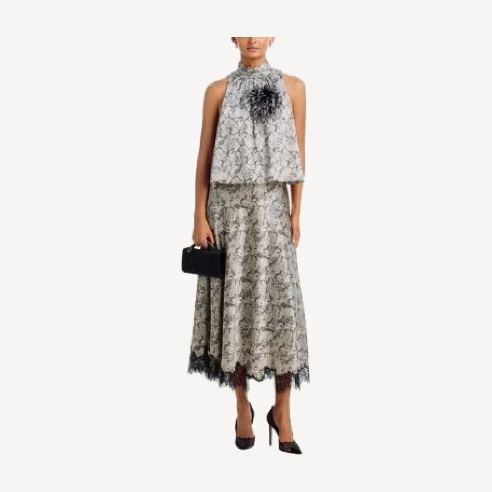 Cinq a Sept Romee Trompe L'oeil Lace Feather Top