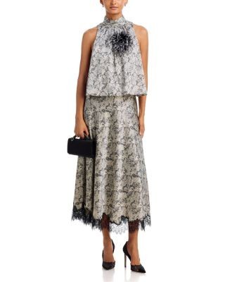 Cinq a Sept Romee Trompe L'oeil Lace Feather Top