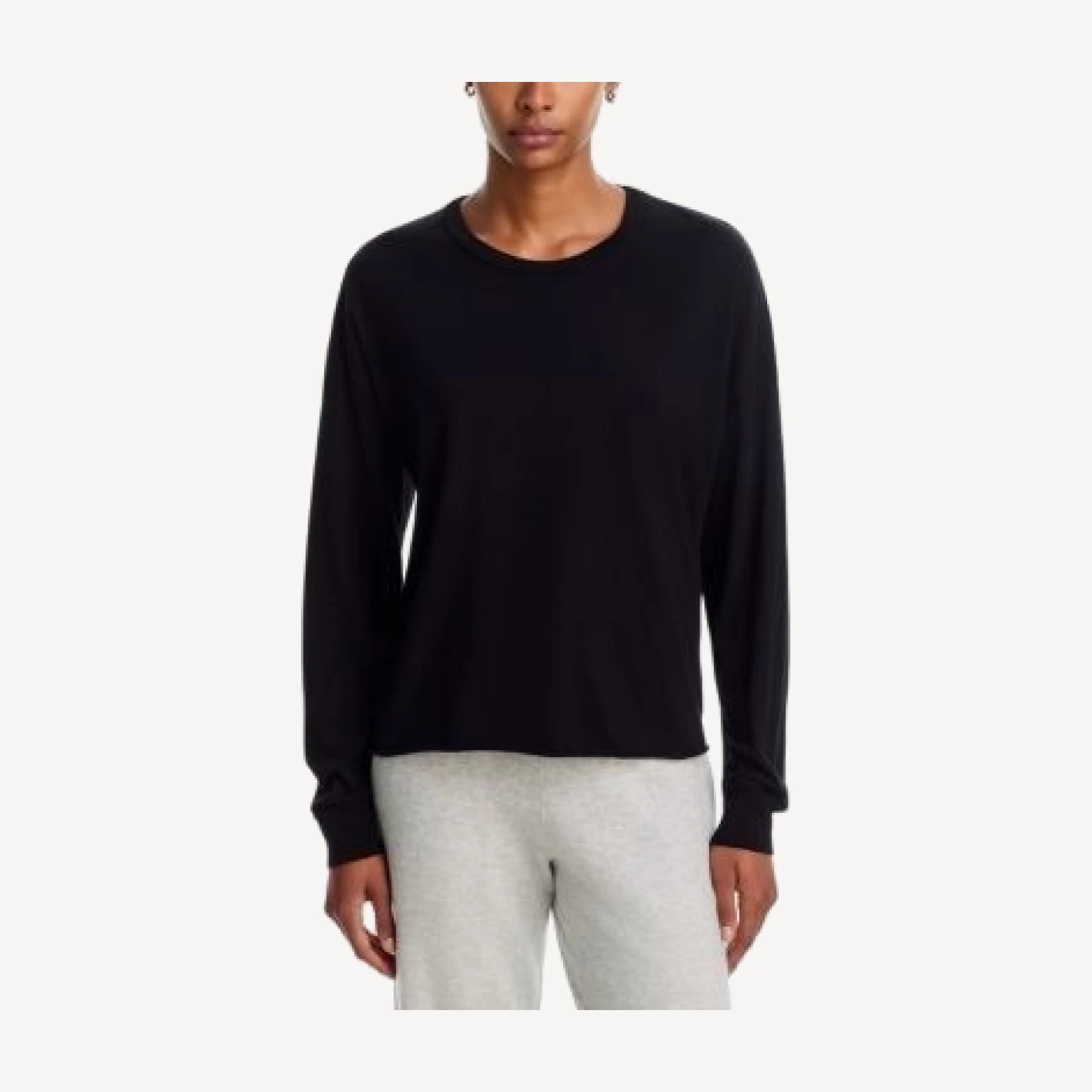 Aqua Emma Long Sleeve Cropped Cotton Tee Exclusive