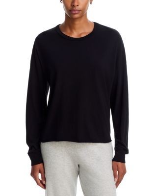Aqua Emma Long Sleeve Cropped Cotton Tee Exclusive